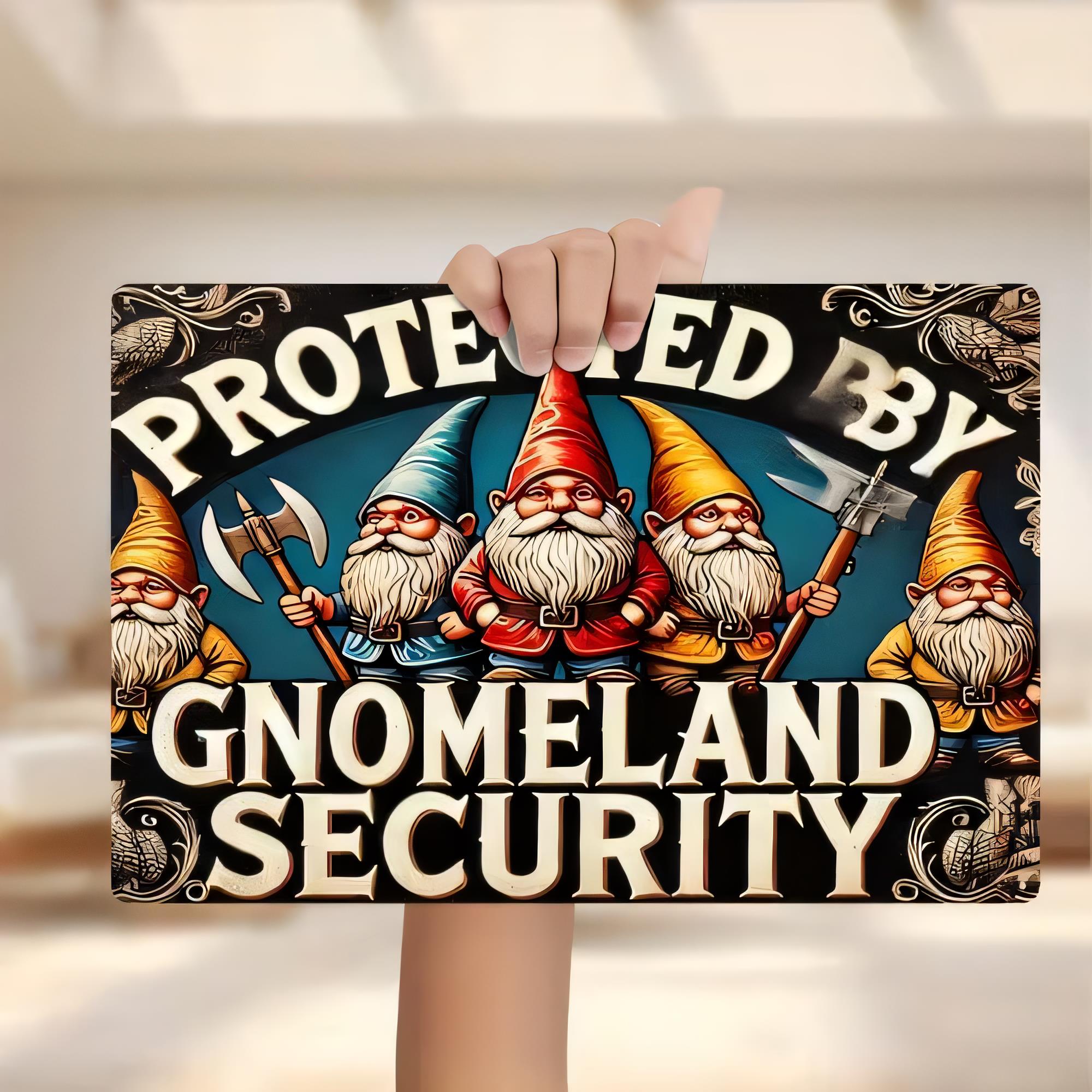 Home Security Bars - Tinnen bord, beschermd door Gnome Land