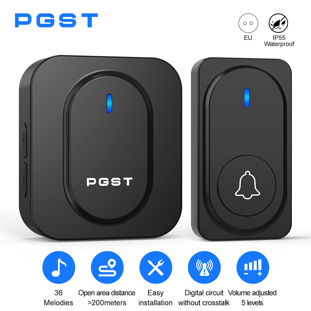 Home Security Installation - PGST draadloze deurbel 36 klokkenspel LED-licht