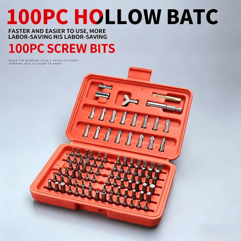 Home Security Bars - 100-delige schroevendraaierbitset, holle beveiligingsbitset met verlengstuk