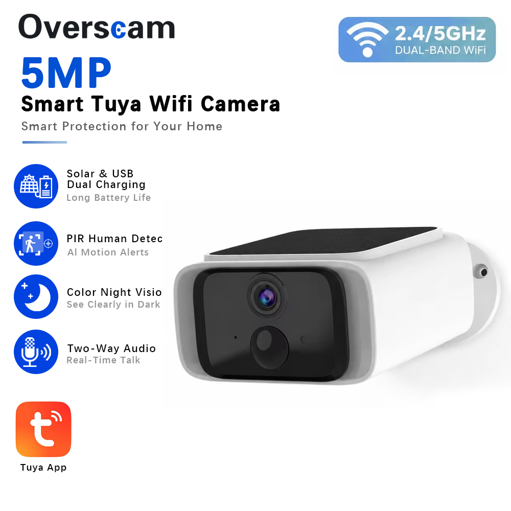 Home Security Installation - Tuya 5MP Solar Beveiligingscamera Draadloze Outdoor