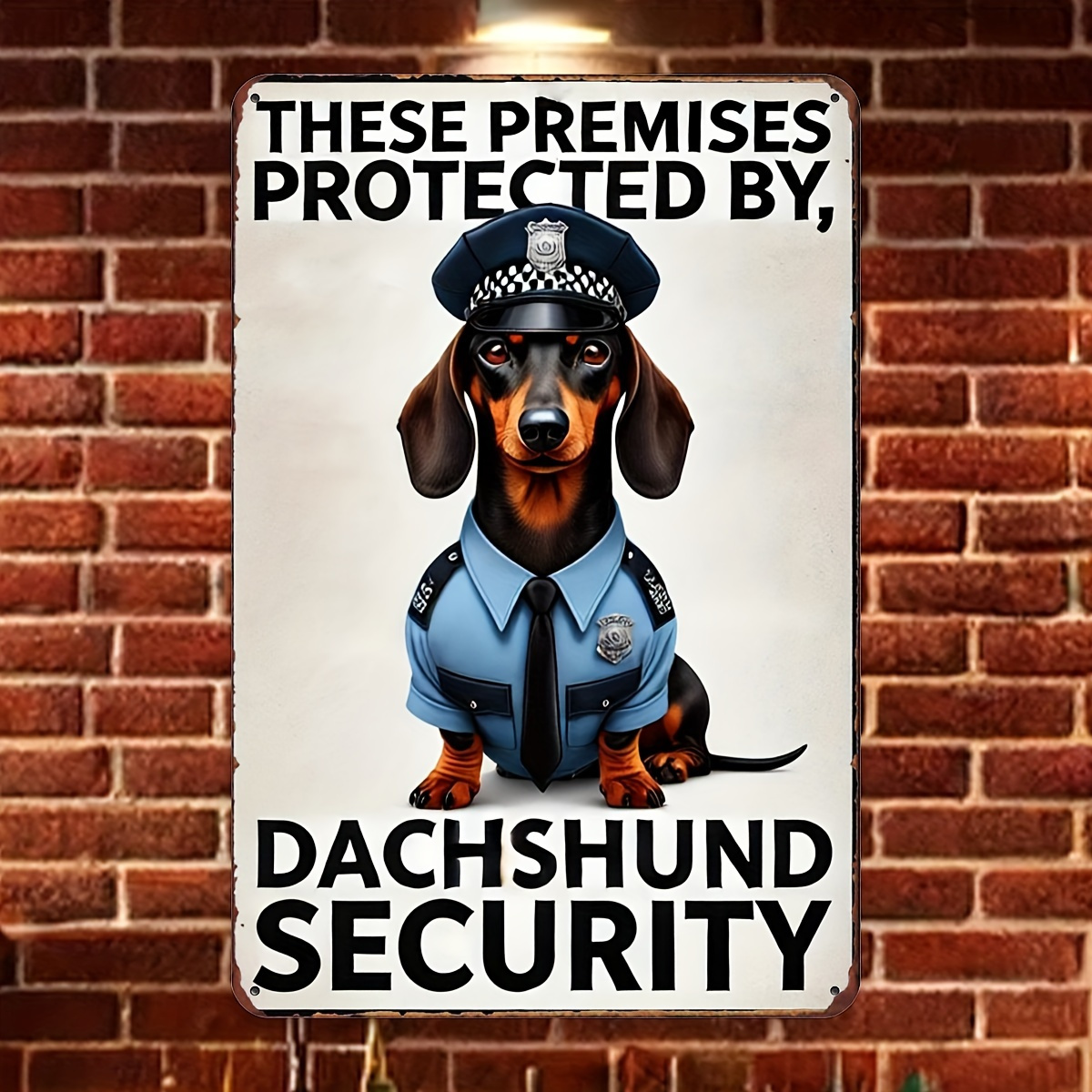 Home Security Bars - Verticaal blikken bord met teckelmotief -